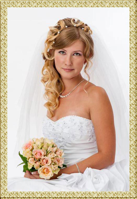 Свадебная прическа с фатой фото из светлых волос